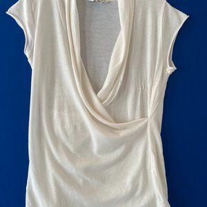 CAbi cream wrap cotton blouse
